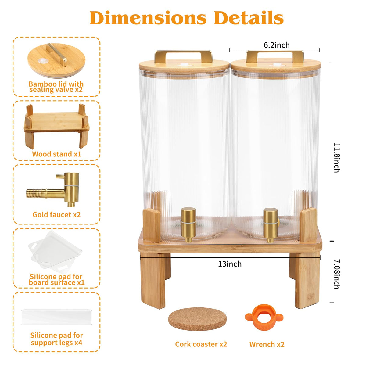 1.5 Gallon Drink Dispensers with Wood Stand U62895