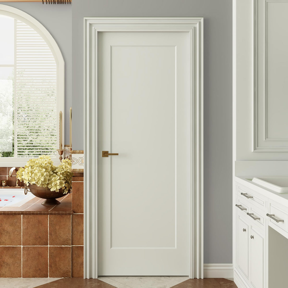 24"x80" 1-Panel Shaker Style White Primed Hollow Core Interior Door Slab H124381