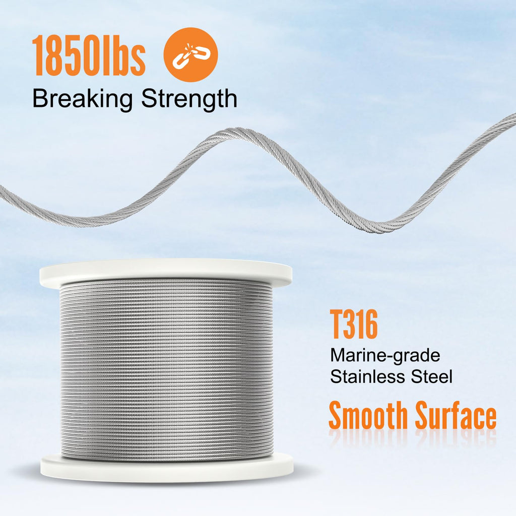 500FT 1/8" T316 Stainless Steel Cable M868