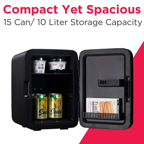 10L Brushed Black Stainless Mini Personal Fridge Cooler B986375