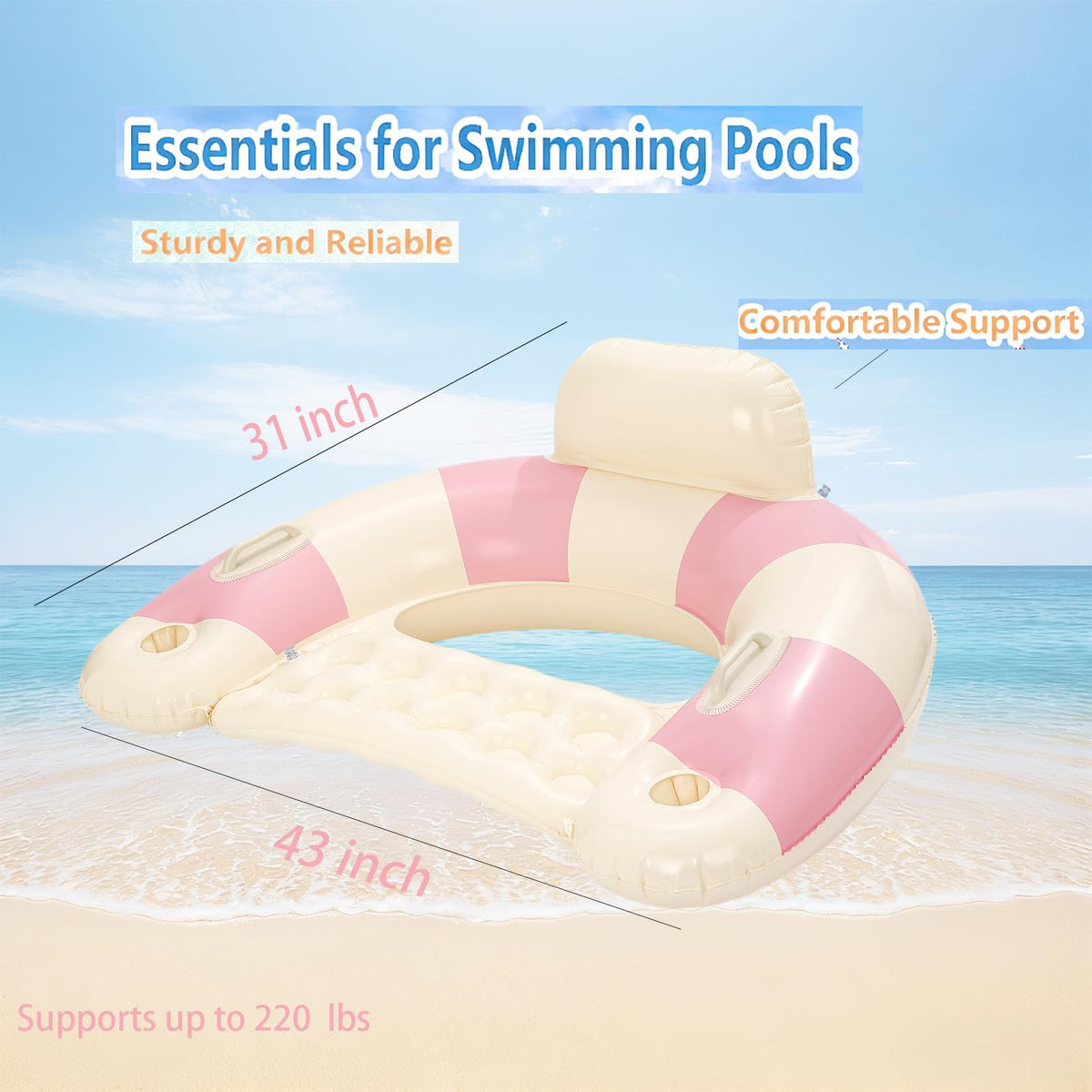 Inflatable Pool Float Chair with Cup Holders M6732