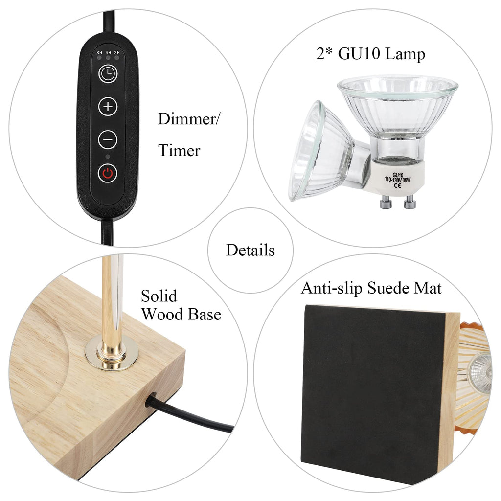 Dimmable Candle Warmer Lamp with Timer Wood Base W846093