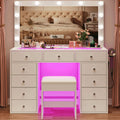 45" Large White Vanity Desk with RGB Lighting B6361