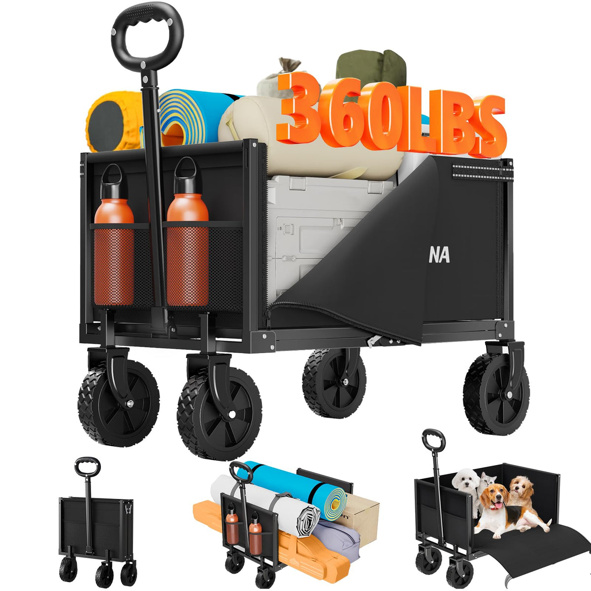 3 in 1 Foldable Wagon Cart with Sturdy Wheels K818783
