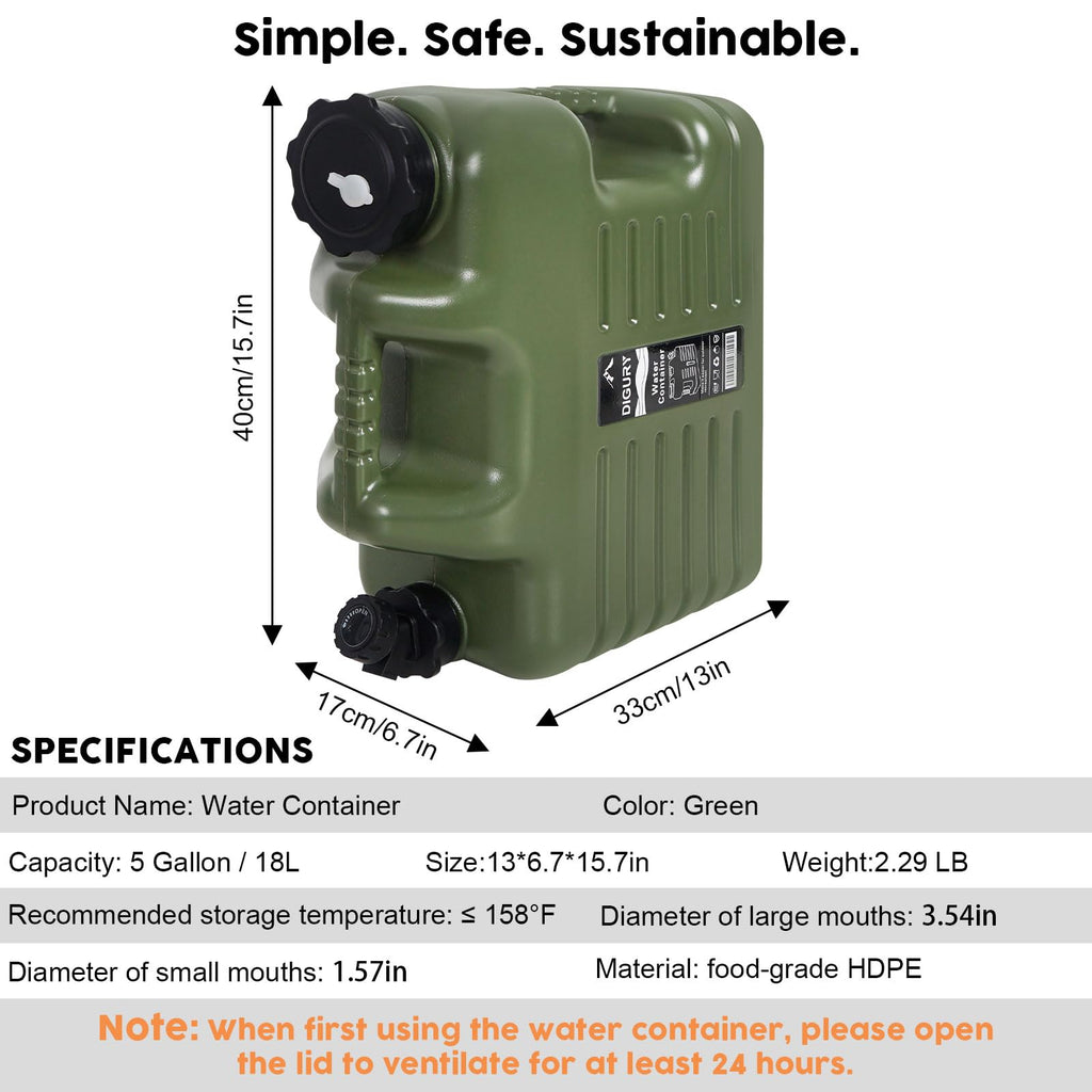 5 Gallon BPA Free Water Jug with Spigot Green H82721