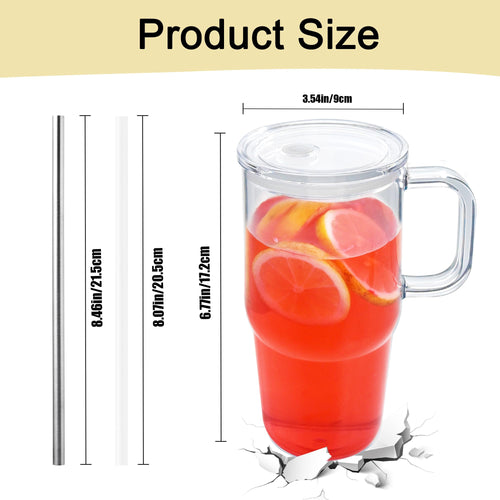 20oz 2Pack Clear Plastic Tumbler with Handle Lid and Straw Y291074