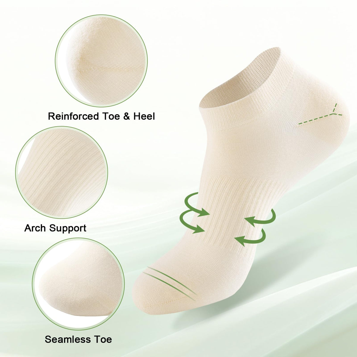 Women's Bamboo Rayon Low Cut Ankle Socks, 5 Pairs F998