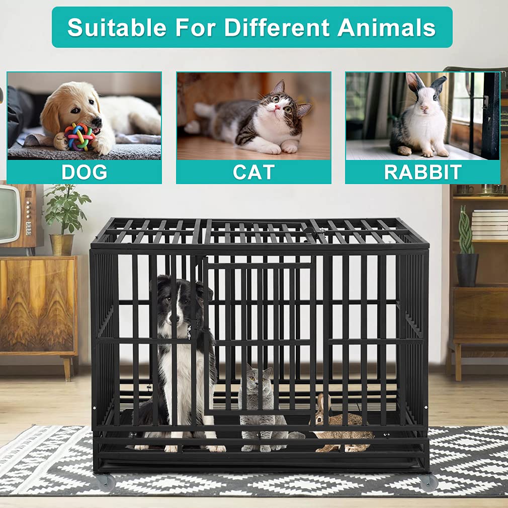 48 Inch Heavy Duty Metal Dog Crate with Double Door J82536
