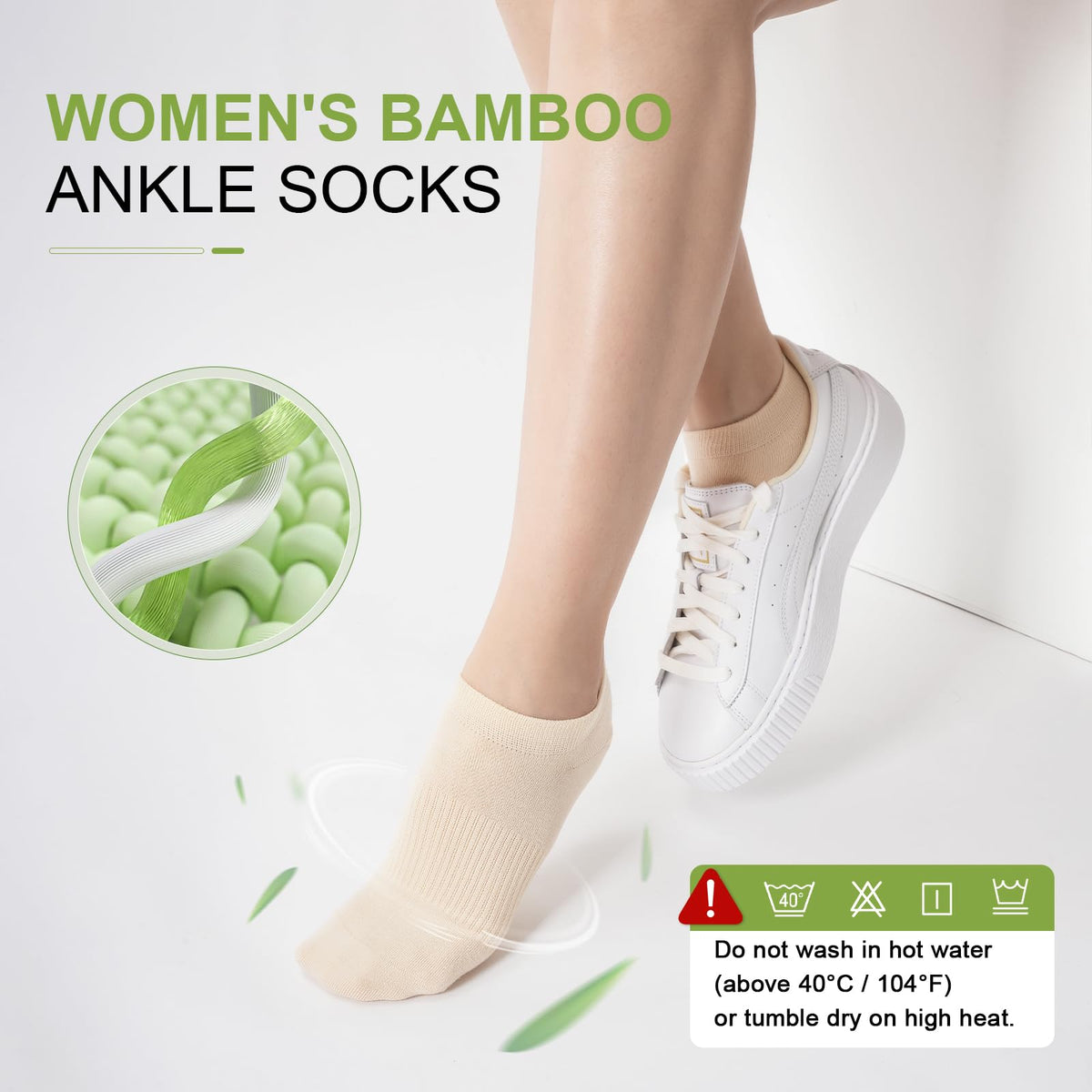 Women's Bamboo Rayon Low Cut Ankle Socks, 5 Pairs F998