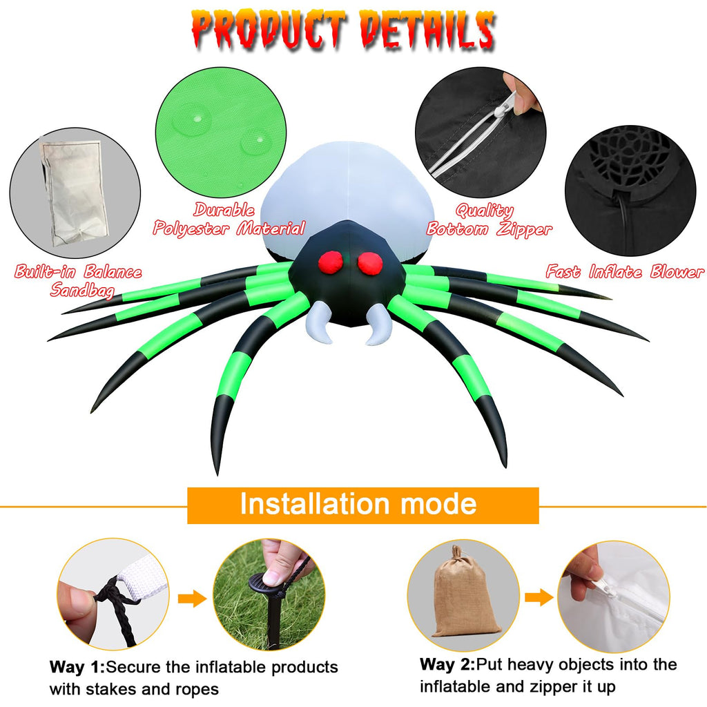 12 FT Halloween Inflatable Spider Outdoor Decoration U317394