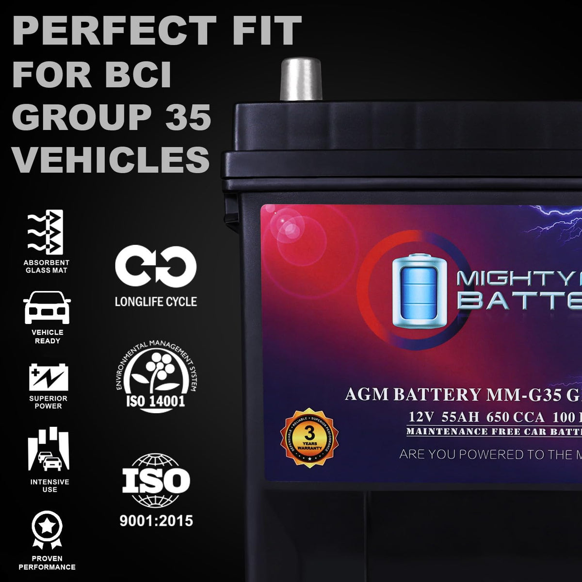 12V 55Ah AGM Replacement Battery D853