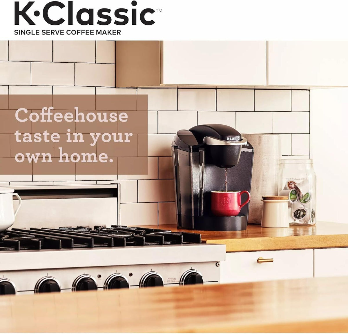 Single Serve K-Cup Pod Coffee Maker, 3 Brew Sizes, 48oz Removable Reservoir, Black Q3462