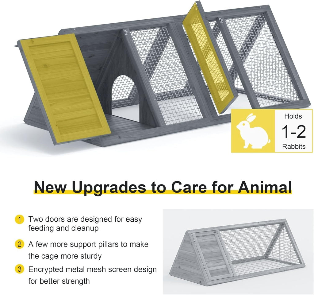 Wooden A-Frame Rabbit Hutch with Chicken Run O273