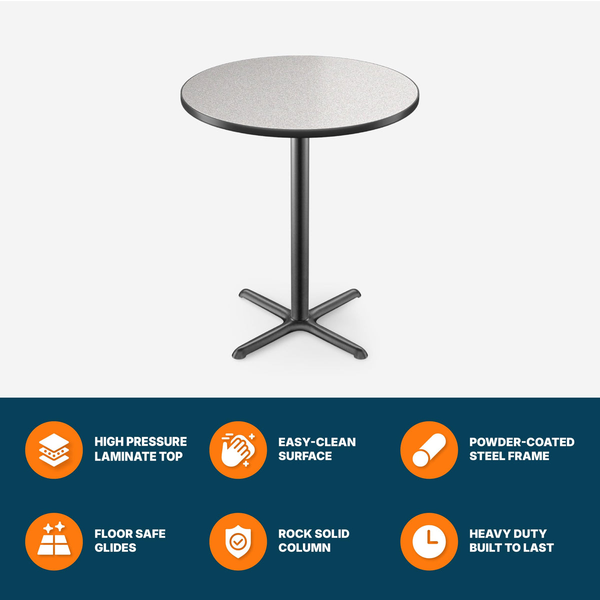 Round 36 in Diameter 42 in Bar Height Black Frame Gray Laminate Cafe Table B679083