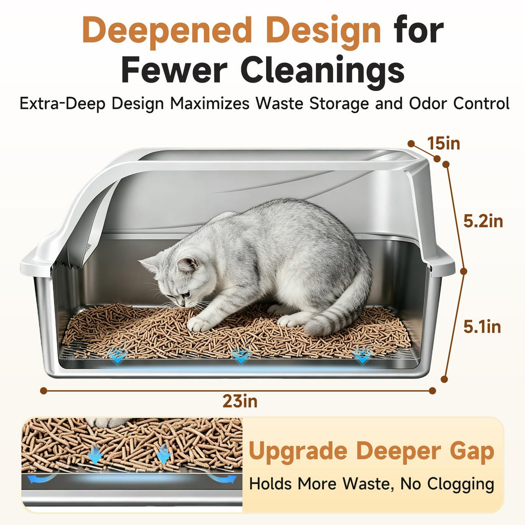Stainless Steel Sifting Litter Box F2344