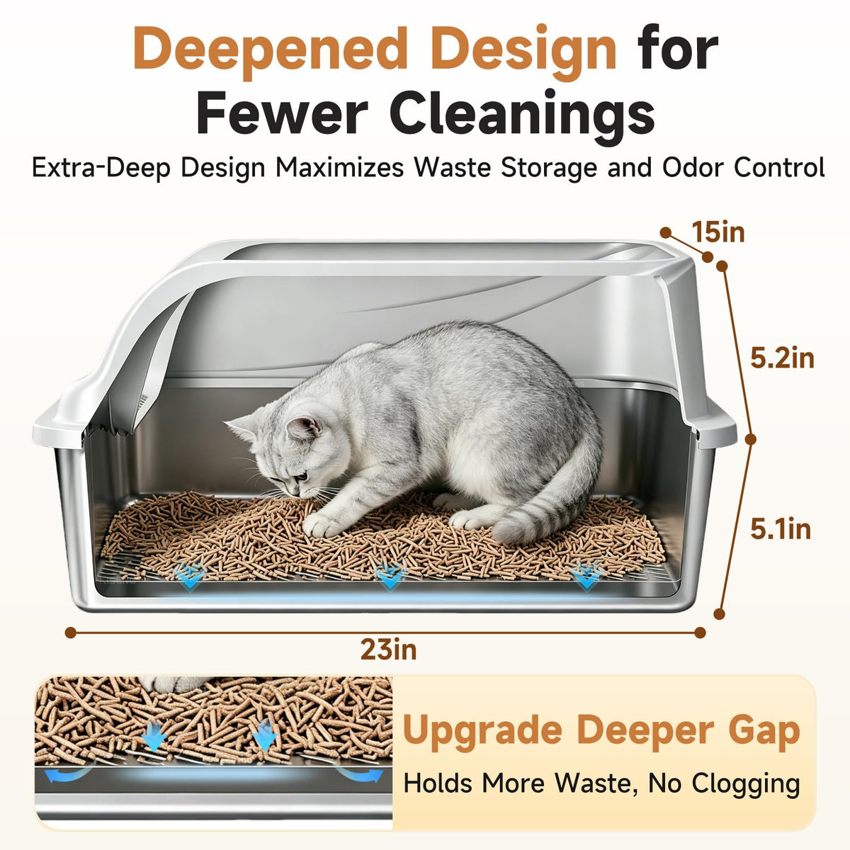 Stainless Steel Sifting Litter Box F2344