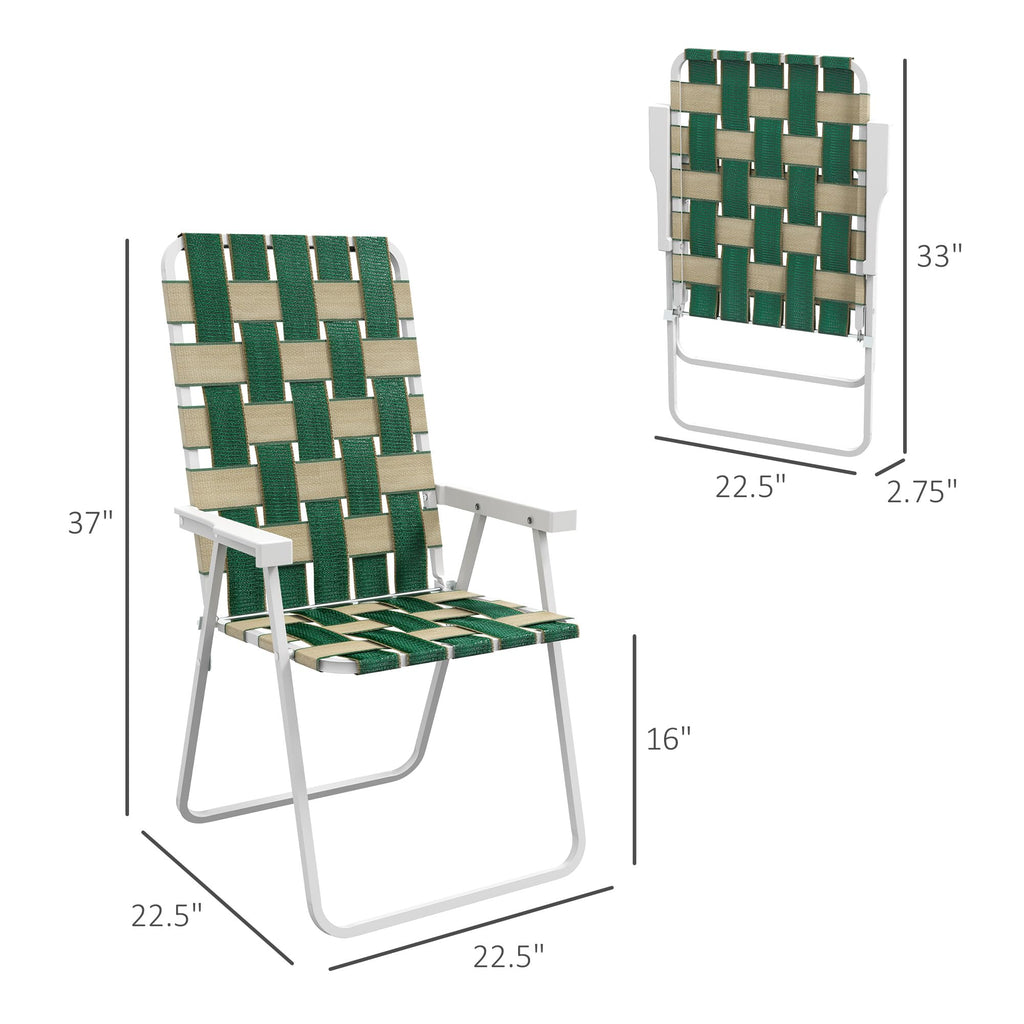 Set of 2 Oversized Folding Webbed Lawn Chairs with Armrests B65519