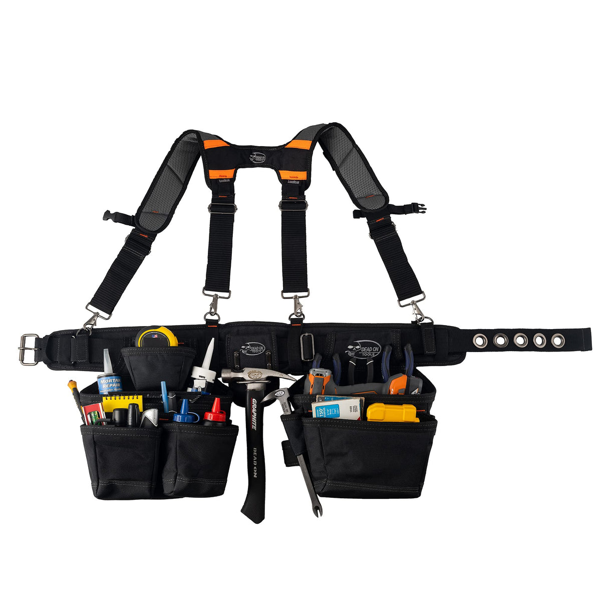 Black 1680 Denier Poly Carpenter’s Tool Belt with Suspenders N635116