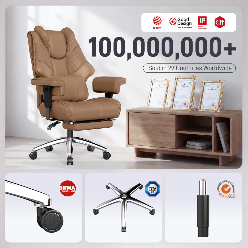 Big and Tall Executive Office Chair with Footrest and Lumbar Support S221