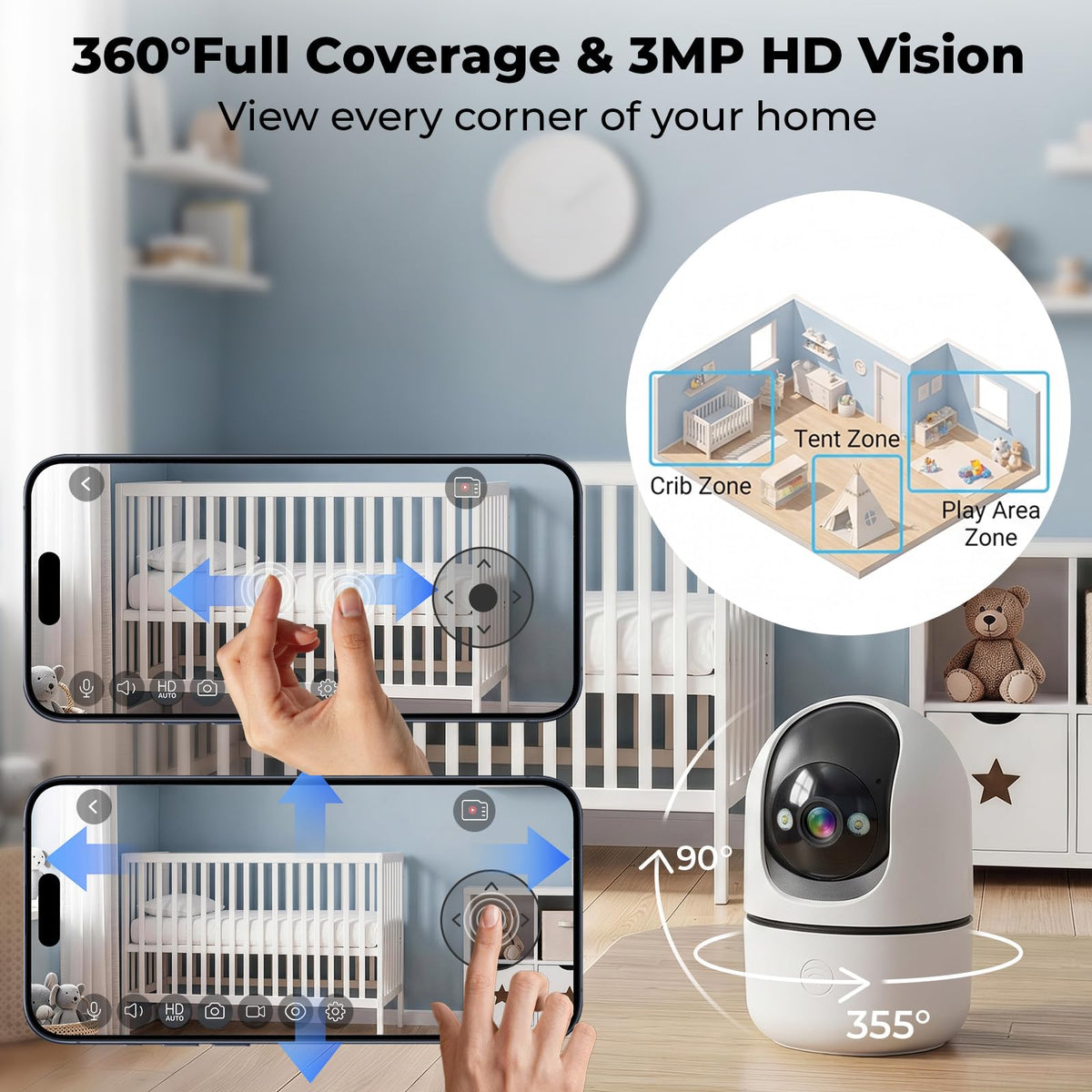 Indoor Camera 5G&2.4G WiFi 360° Pan/Tilt 2-Pack L791