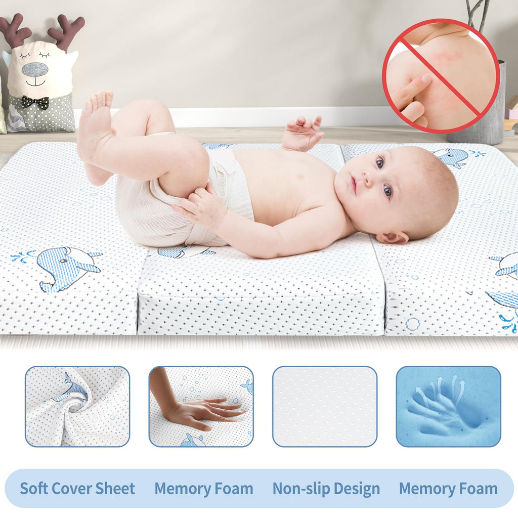 Pack and Play Mattress, 38"x26" Trifold Memory Foam N71976