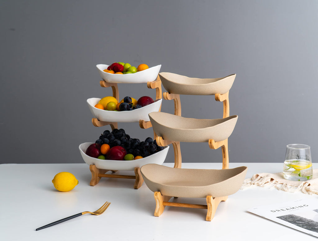 3 Tier Ceramic Fruit Basket with Holder U8923