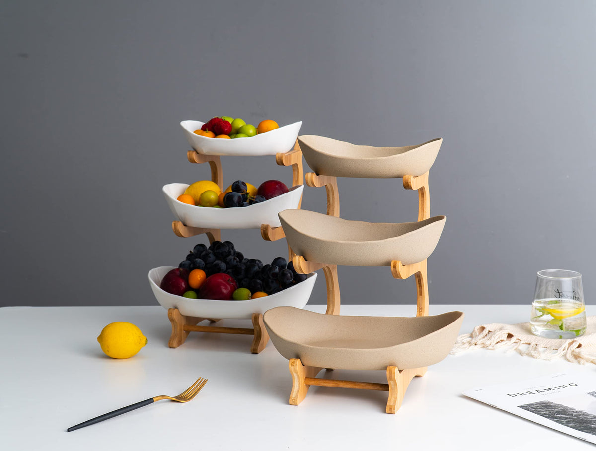 3 Tier Ceramic Fruit Basket with Holder U8923