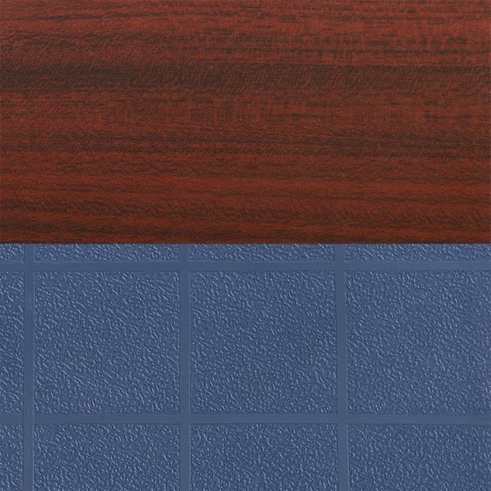 36" Round Mobile Mahogany Table with 4 Navy Blue Stack Chairs V917768
