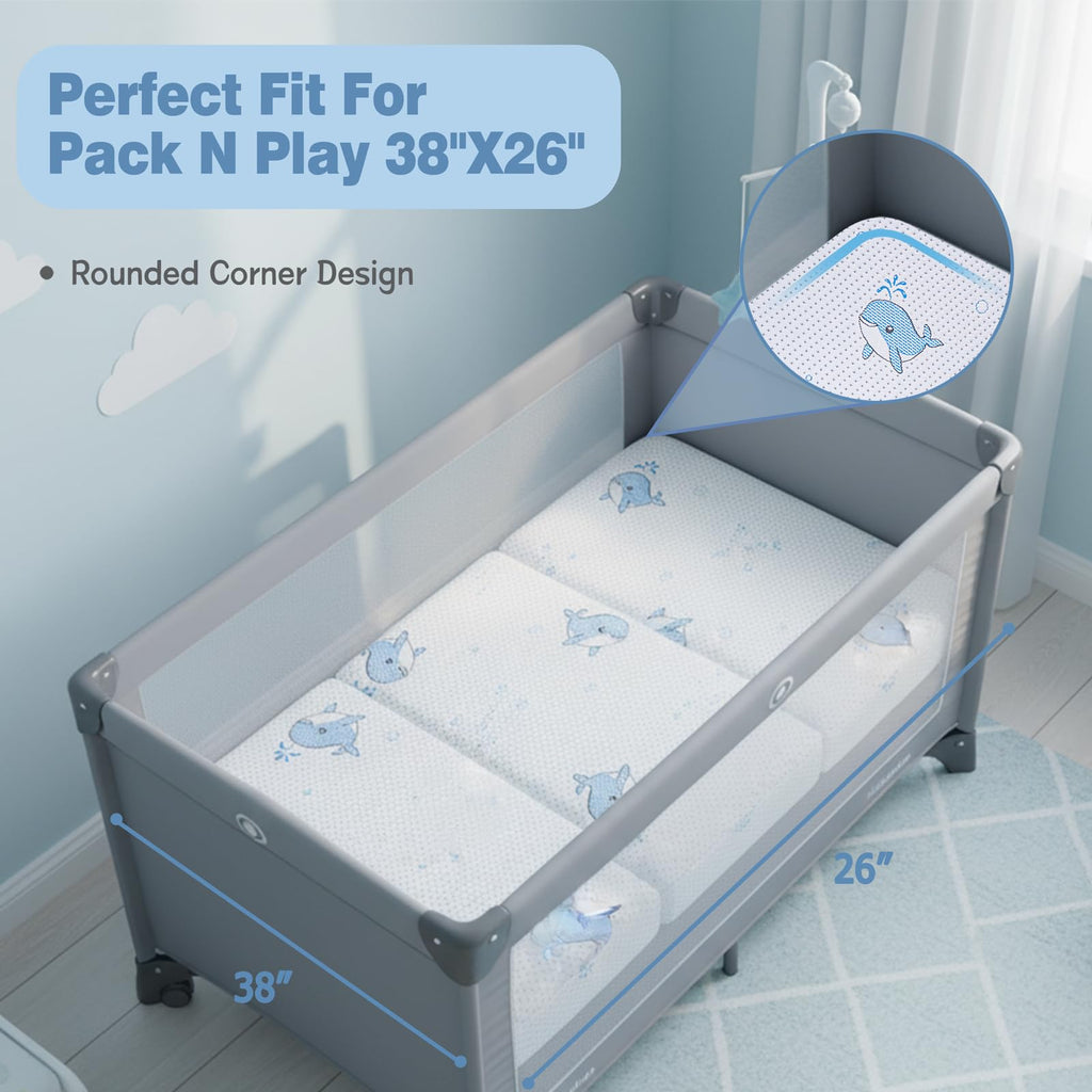 Pack and Play Mattress, 38"x26" Trifold Memory Foam N71976