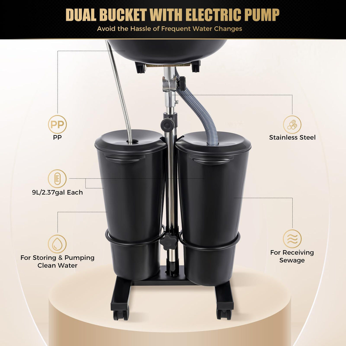 Portable Shampoo Bowl Unit with 2 Bucket E578860