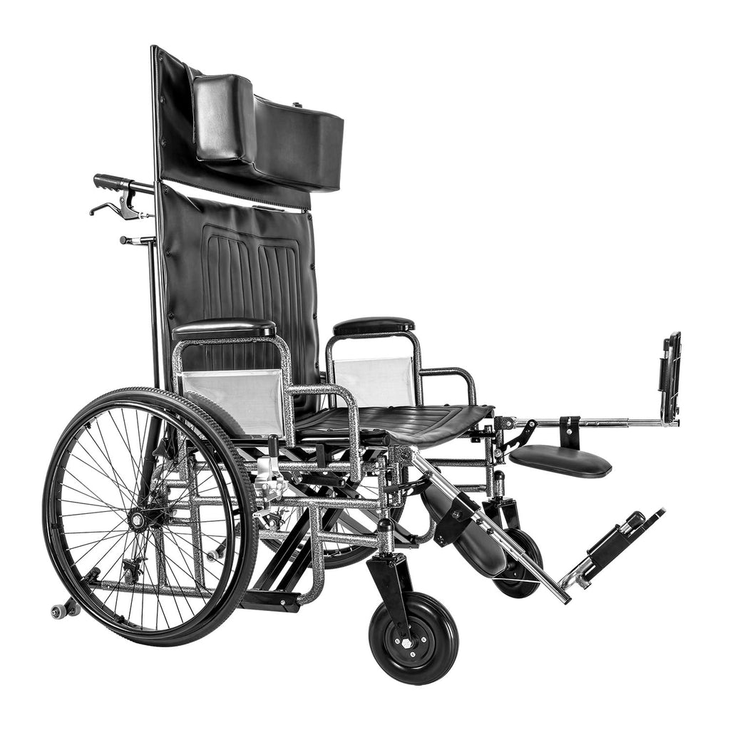 24" Wide Seat Bariatric Reclining Manual Wheelchair with Elevating Leg Rests O731