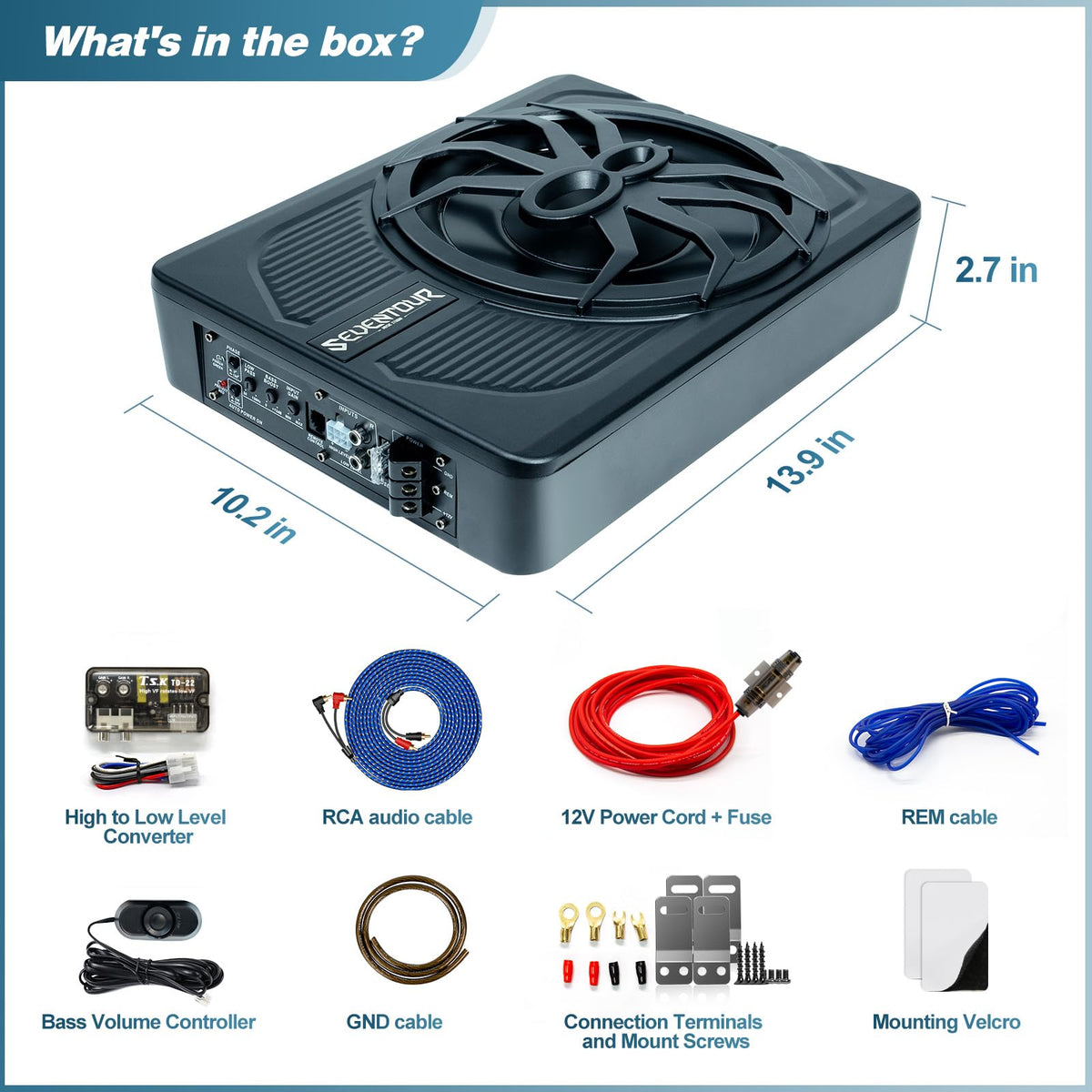 800W Under Seat Car Subwoofer and Amp Package S82923