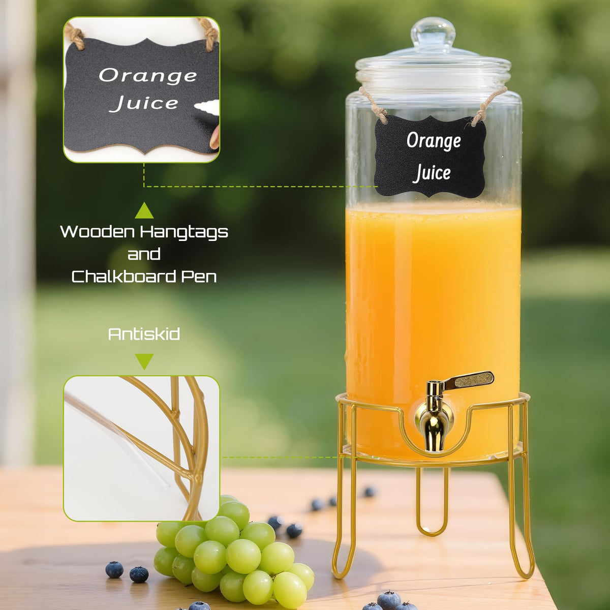 1.5 Gallon Glass Drink Dispensers with Stainless Steel Spigot O55567