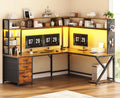 L Shaped Computer Desk with Hutch U6871