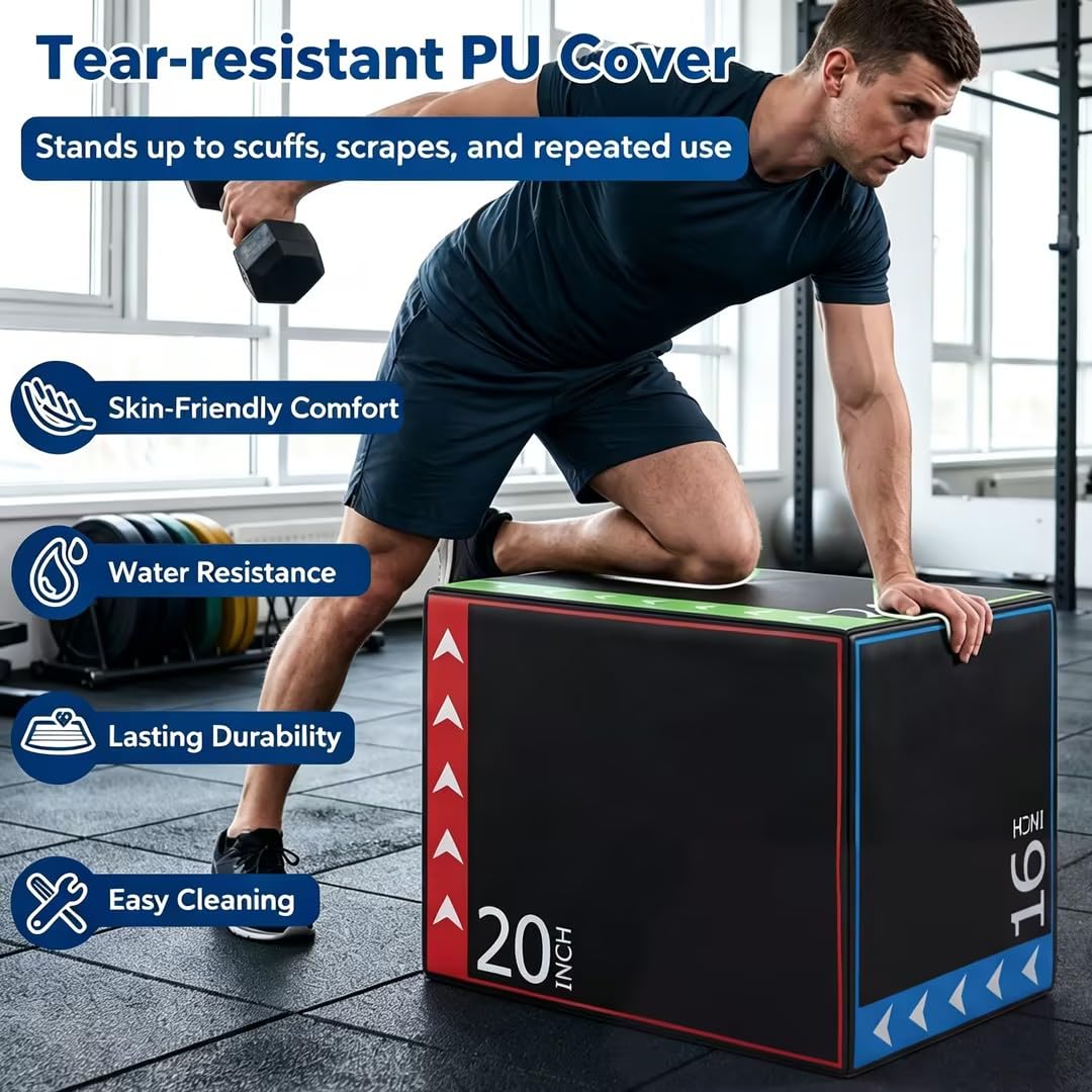3 in 1 Plyometric Jump Box 16/20/24 Inch Soft Foam D6182