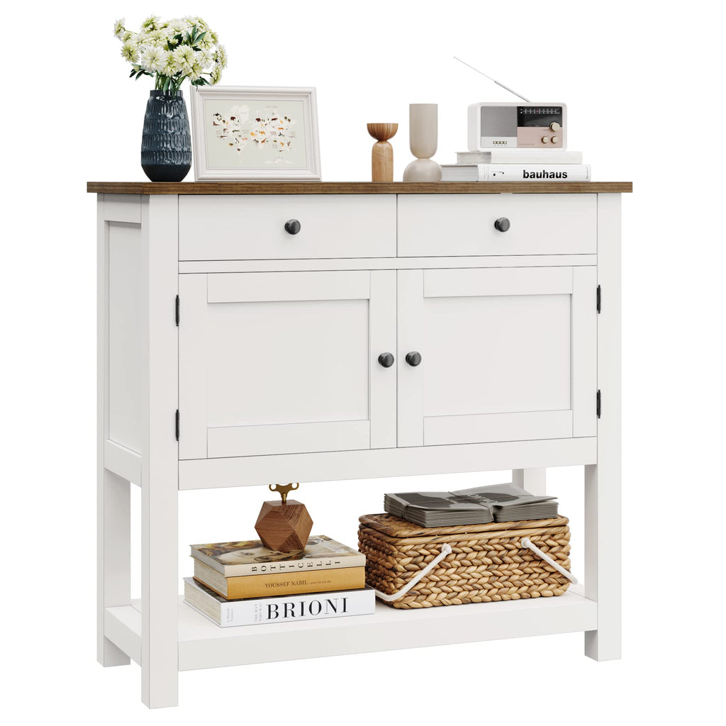 White Console Table with Storage J460818