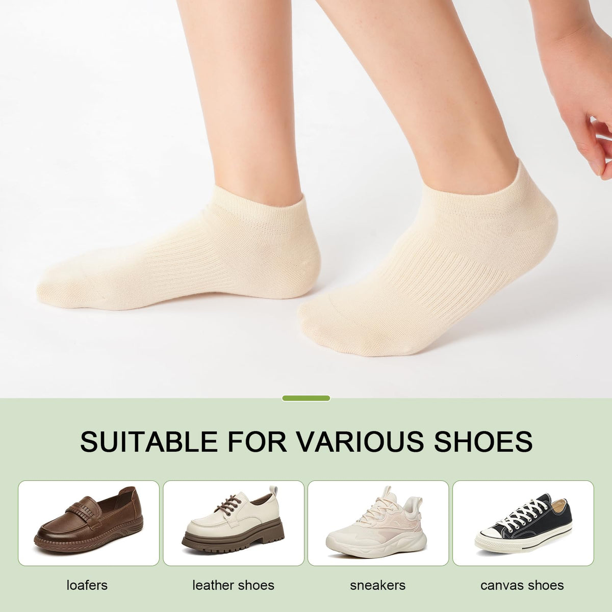 Women's Bamboo Rayon Low Cut Ankle Socks, 5 Pairs F998