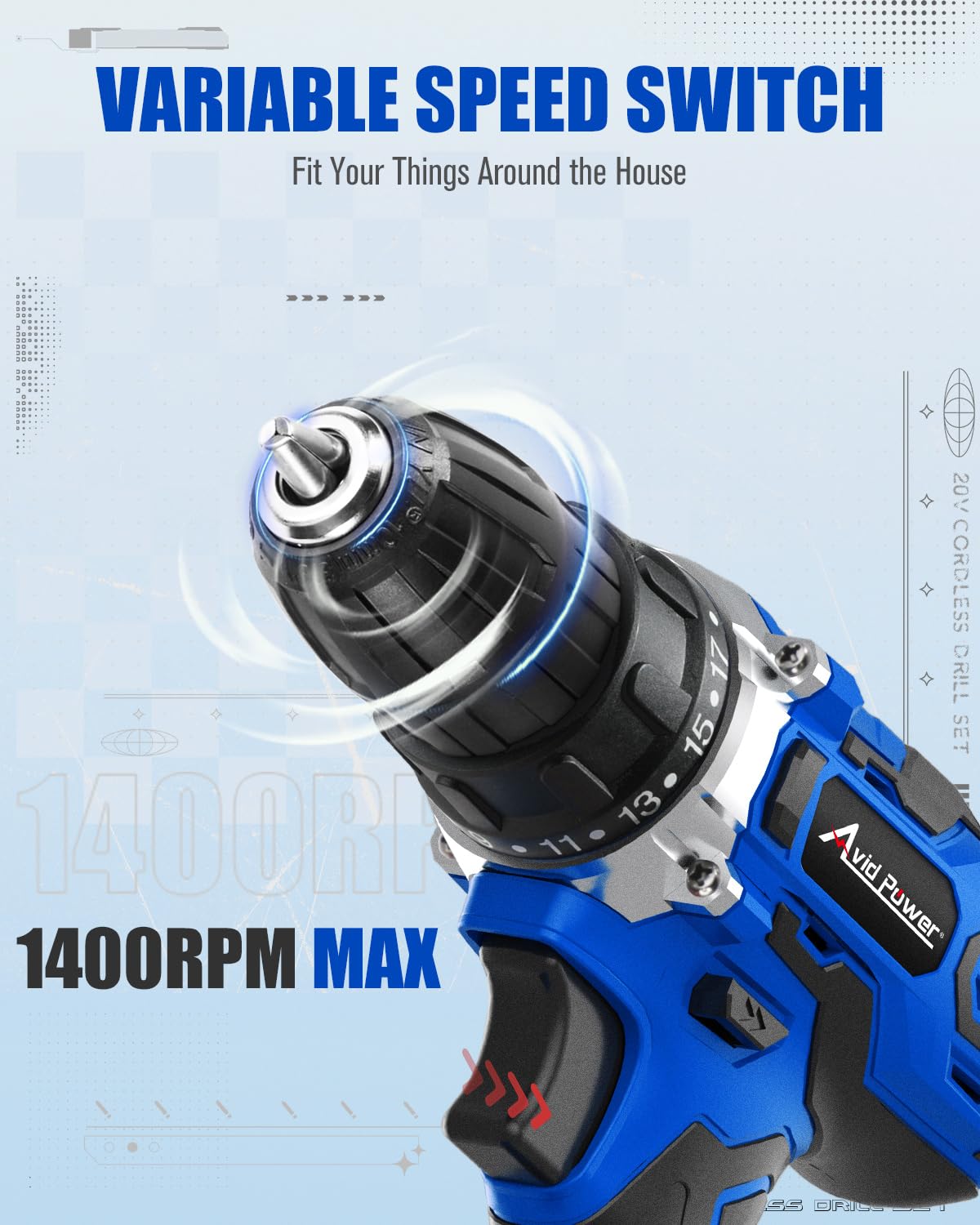 20V Cordless Drill Set with Battery and Charger J302043