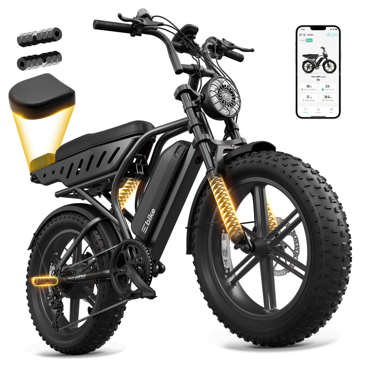 Electric Bike 48V 15Ah Battery 20"x4" Fat Tire U1022