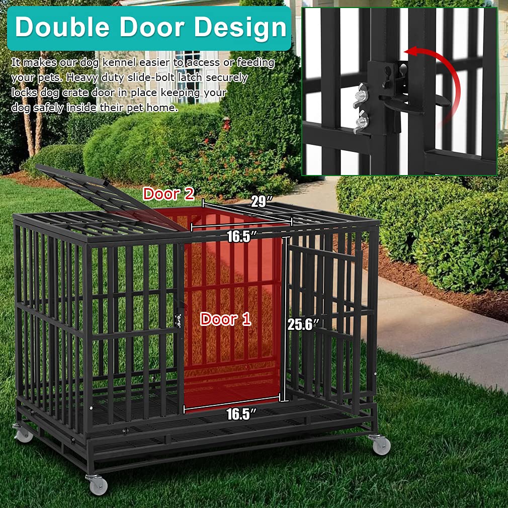 48 Inch Heavy Duty Metal Dog Crate with Double Door J82536