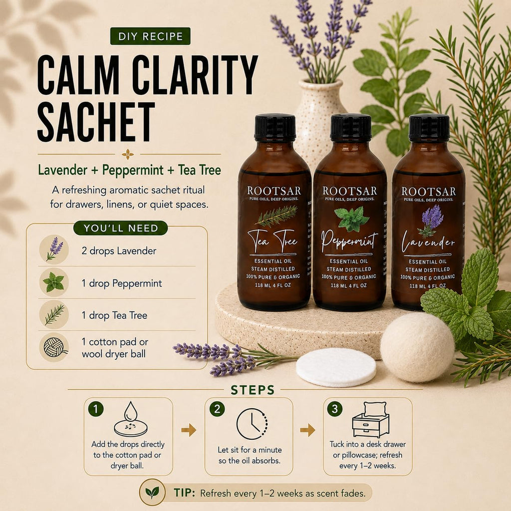 3 Pack Lavender Peppermint Tea Tree Essential Oils 4 Fl Oz M4114