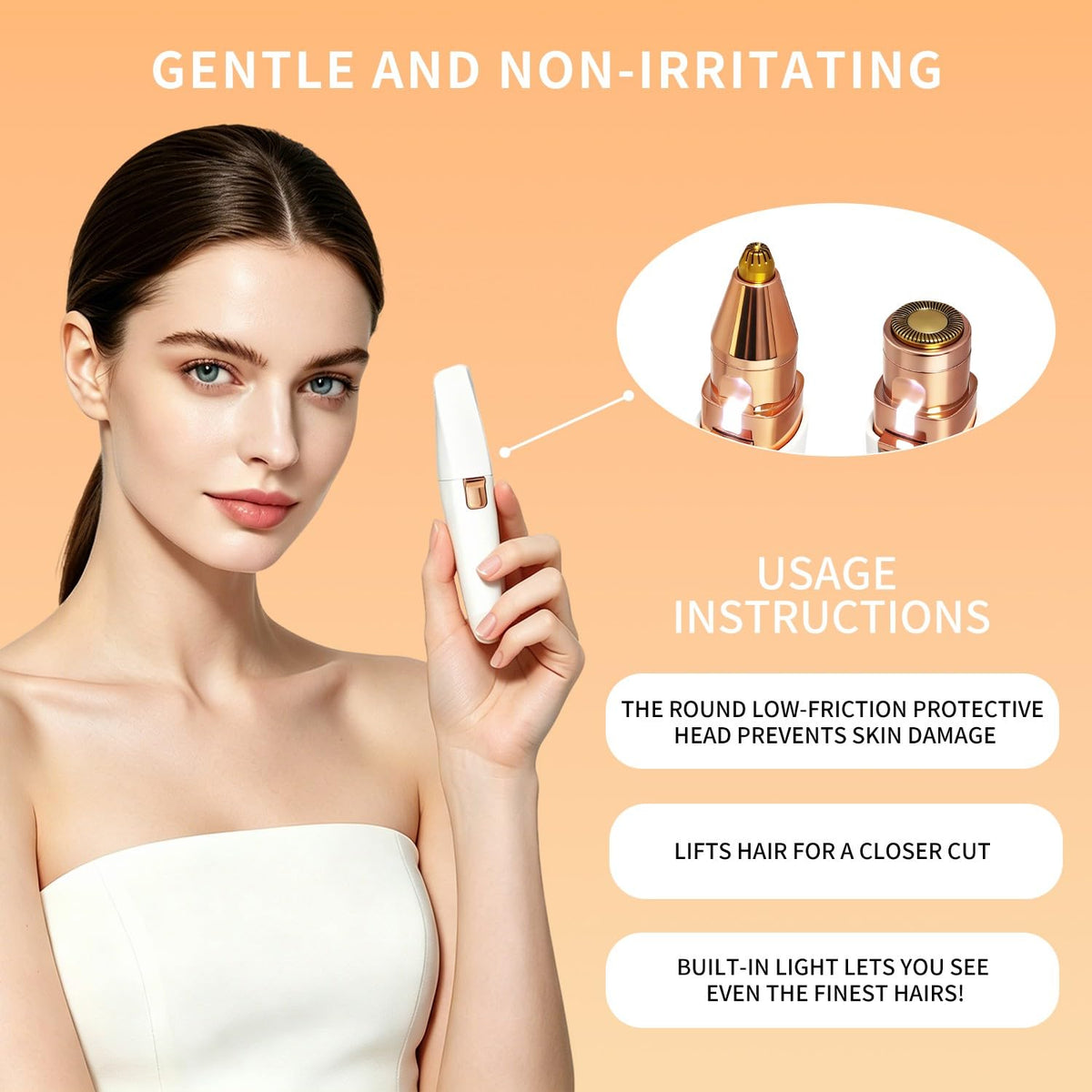 2 in 1 Electric Facial Hair Removal Device with LED Light Y445983