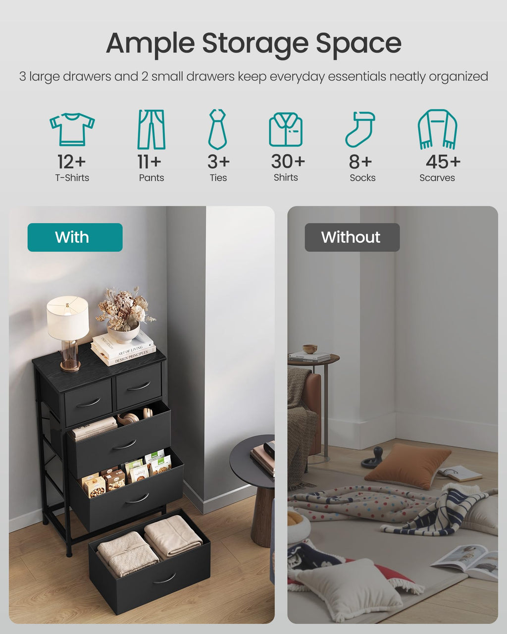 Tall Dresser with 5 Fabric Drawers O842