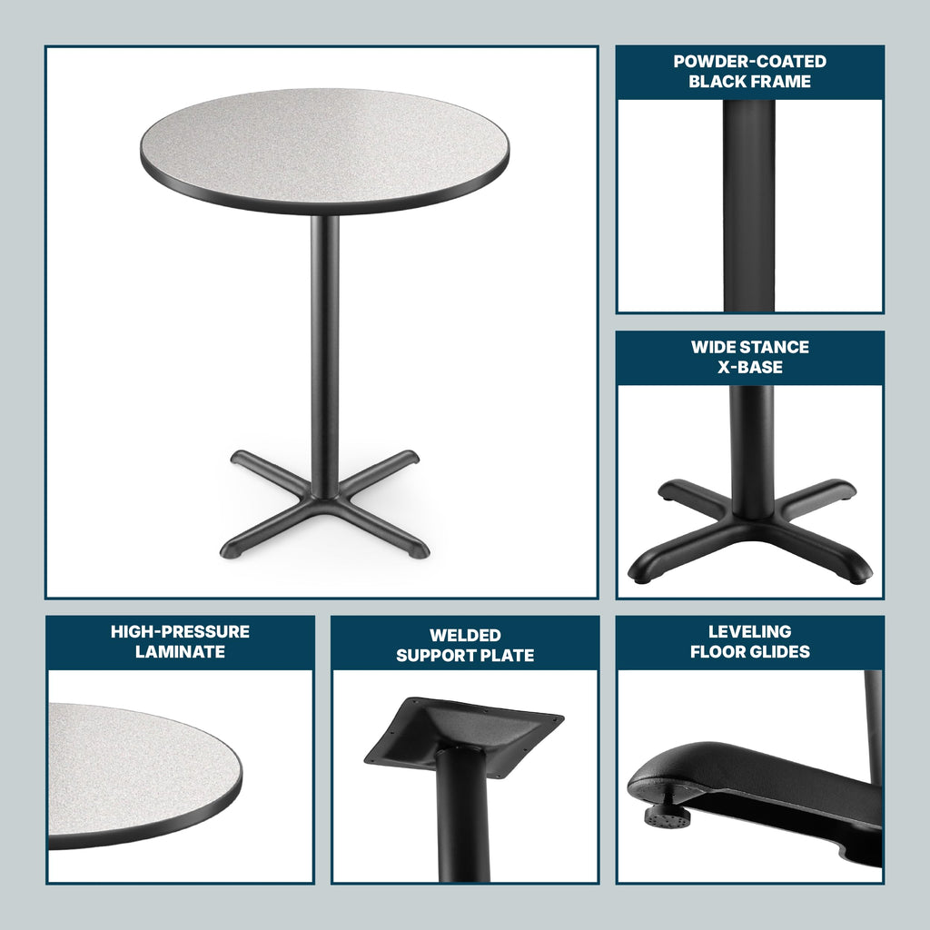 Round 36 in Diameter 42 in Bar Height Black Frame Gray Laminate Cafe Table B679083