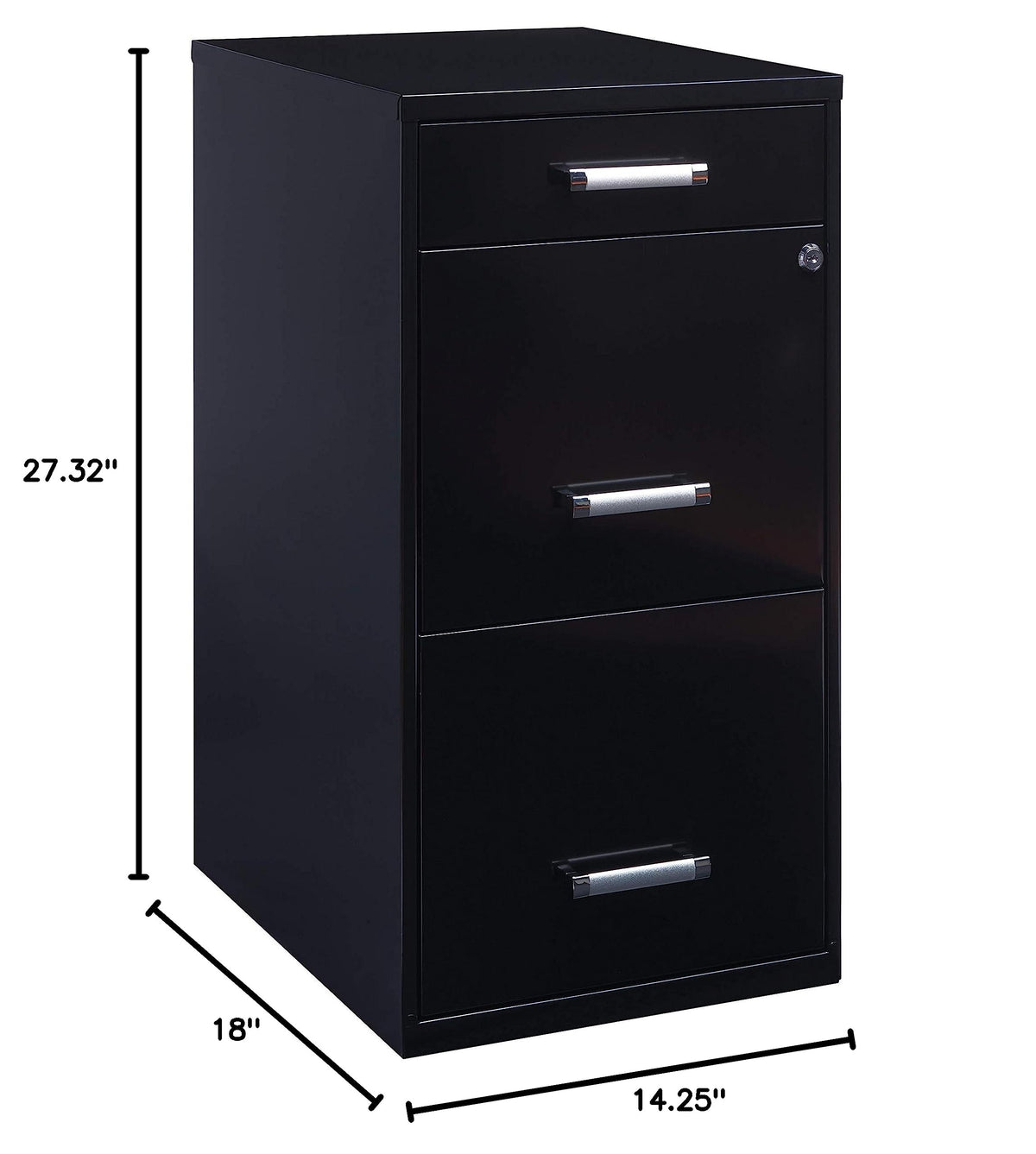 3 Drawer Metal File Cabinet with Pencil Drawer, Black A539374