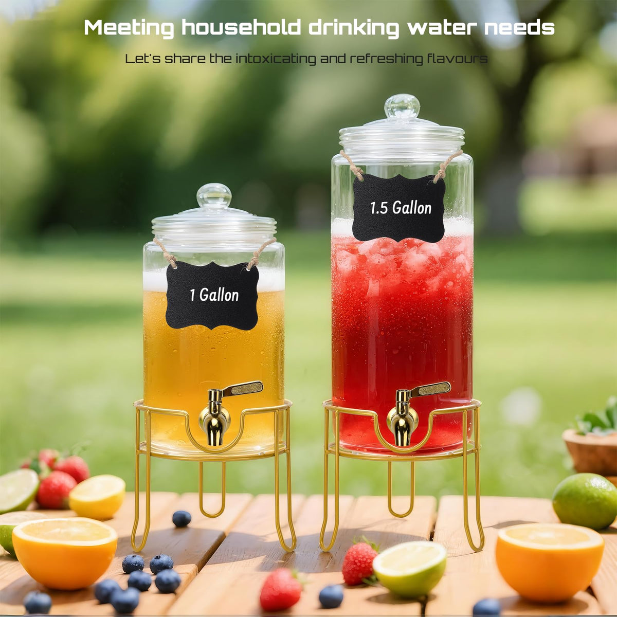 1.5 Gallon Glass Drink Dispensers with Stainless Steel Spigot O55567