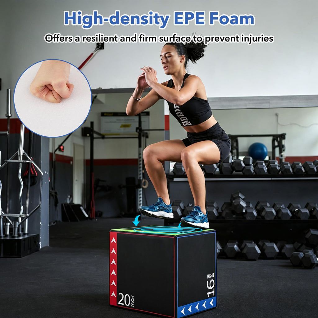 3 in 1 Plyometric Jump Box 16/20/24 Inch Soft Foam D6182
