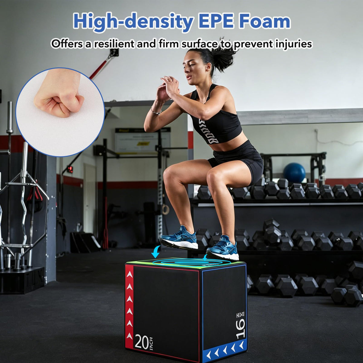 3 in 1 Plyometric Jump Box 16/20/24 Inch Soft Foam D6182