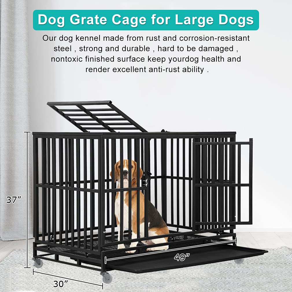48 Inch Heavy Duty Metal Dog Crate with Double Door J82536