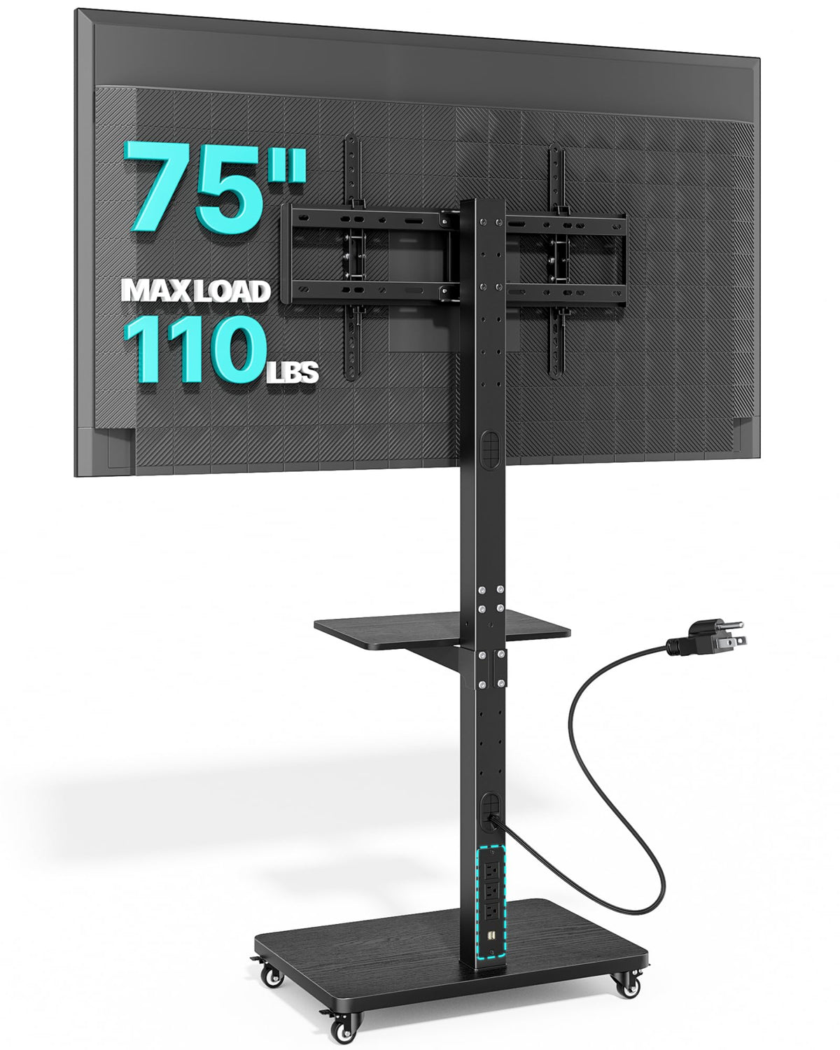 Rolling TV Stand with Power Outlet for 32-75 Inch TVs K9311